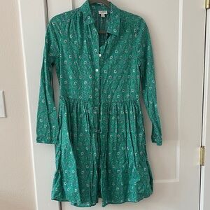 J. Crew Teal Paisley Button-Up Dress